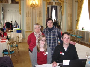 My sister and me (back) with our 'personal historians' Ellen and Quinten (front)